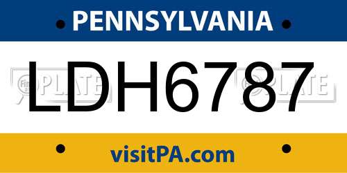LDH6787 Pennsylvania License Plate