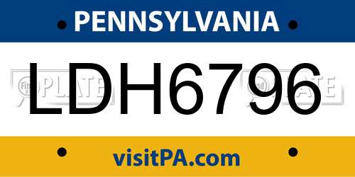 LDH6796 Pennsylvania License Plate