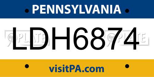 LDH6874 Pennsylvania License Plate