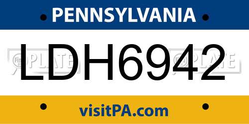 LDH6942 Pennsylvania License Plate