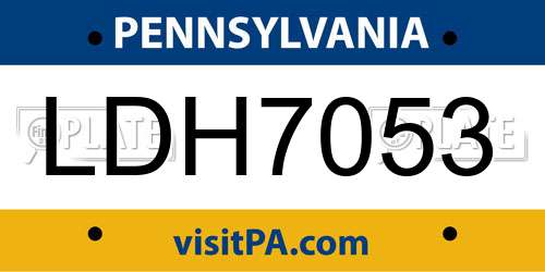 LDH7053 Pennsylvania License Plate