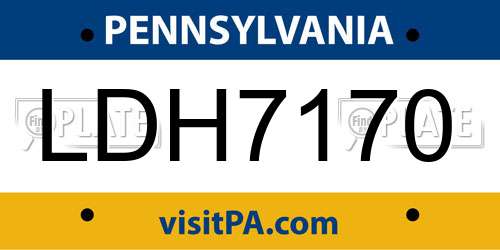 LDH7170 Pennsylvania License Plate