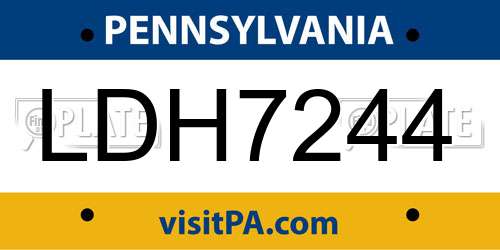 LDH7244 Pennsylvania License Plate