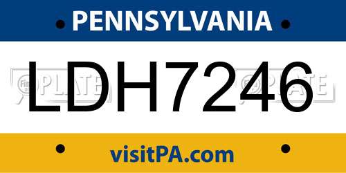 LDH7246 Pennsylvania License Plate