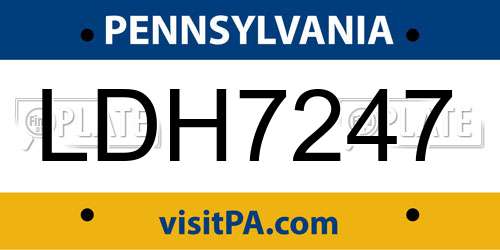 LDH7247 Pennsylvania License Plate