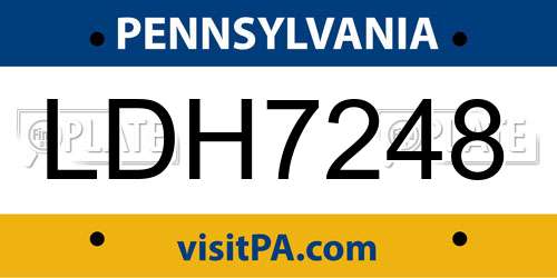 LDH7248 Pennsylvania License Plate