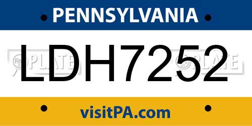 LDH7252 Pennsylvania License Plate