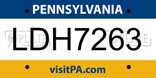 LDH7263 Pennsylvania License Plate