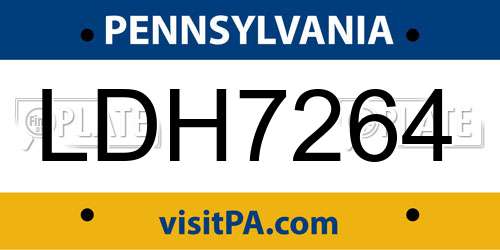 LDH7264 Pennsylvania License Plate