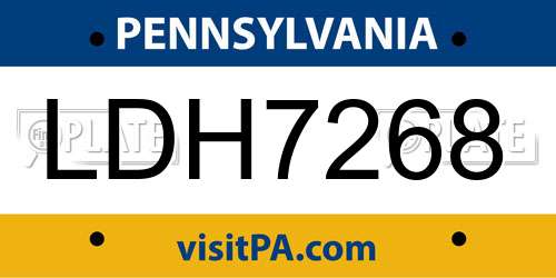 LDH7268 Pennsylvania License Plate