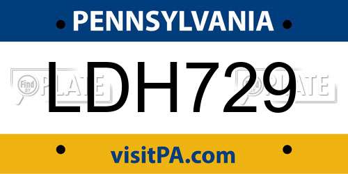 LDH729 Pennsylvania License Plate