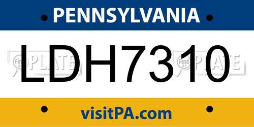 LDH7310 Pennsylvania License Plate