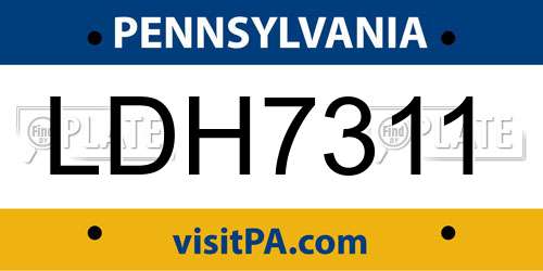 LDH7311 Pennsylvania License Plate
