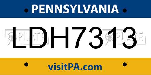 LDH7313 Pennsylvania License Plate
