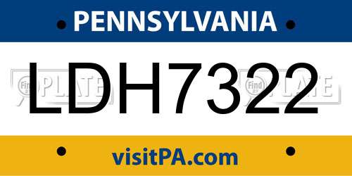 LDH7322 Pennsylvania License Plate
