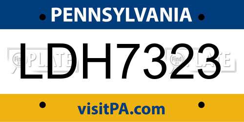 LDH7323 Pennsylvania License Plate
