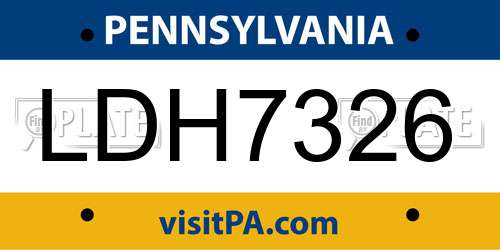 LDH7326 Pennsylvania License Plate