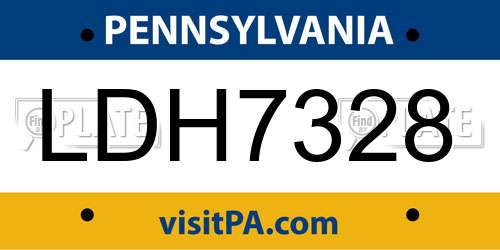 LDH7328 Pennsylvania License Plate