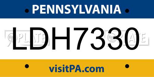 LDH7330 Pennsylvania License Plate