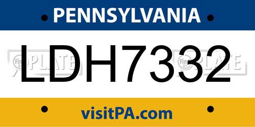 LDH7332 Pennsylvania License Plate