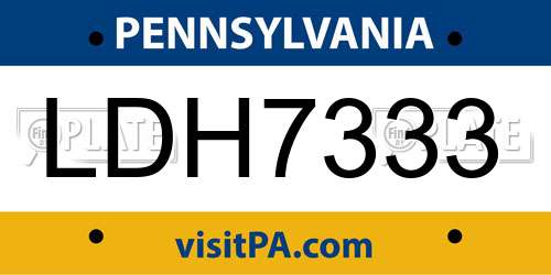 LDH7333 Pennsylvania License Plate