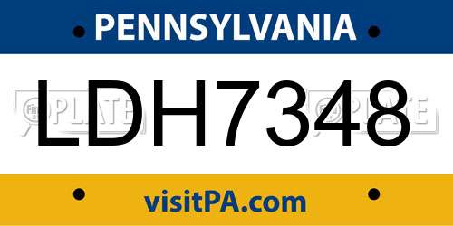 LDH7348 Pennsylvania License Plate