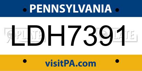 LDH7391 Pennsylvania License Plate
