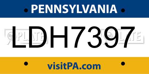 LDH7397 Pennsylvania License Plate