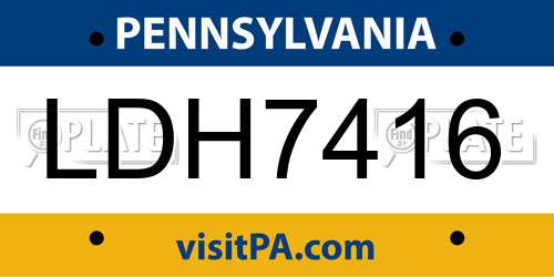 LDH7416 Pennsylvania License Plate