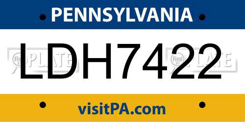 LDH7422 Pennsylvania License Plate