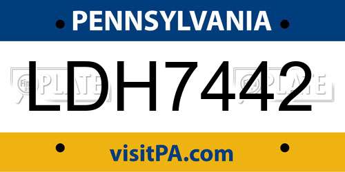 LDH7442 Pennsylvania License Plate