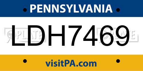 LDH7469 Pennsylvania License Plate