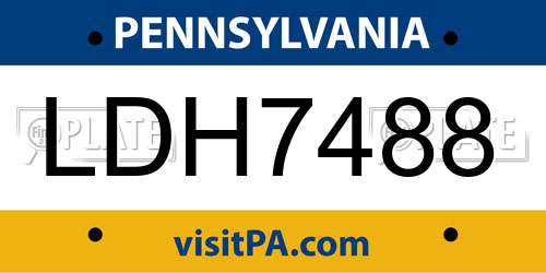 LDH7488 Pennsylvania License Plate