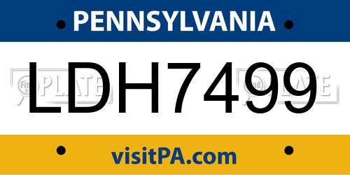 LDH7499 Pennsylvania License Plate