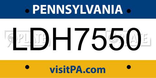 LDH7550 Pennsylvania License Plate