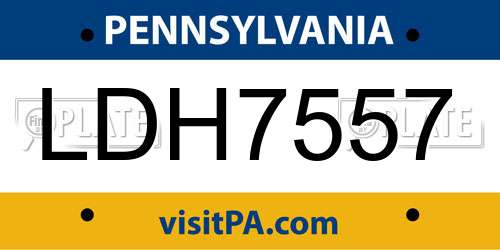 LDH7557 Pennsylvania License Plate