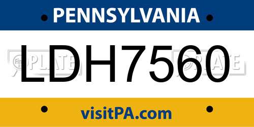 LDH7560 Pennsylvania License Plate