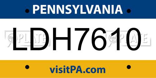 LDH7610 Pennsylvania License Plate