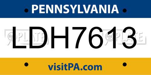 LDH7613 Pennsylvania License Plate