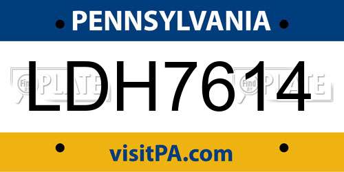 LDH7614 Pennsylvania License Plate