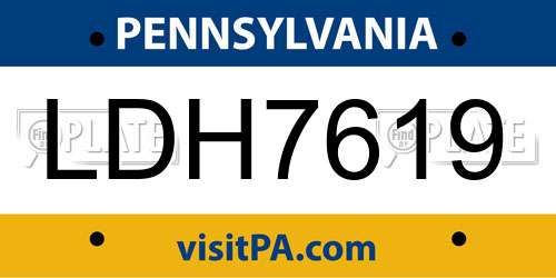 LDH7619 Pennsylvania License Plate