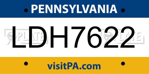 LDH7622 Pennsylvania License Plate