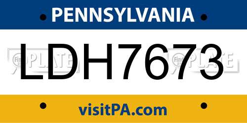 LDH7673 Pennsylvania License Plate