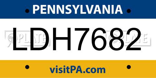 LDH7682 Pennsylvania License Plate
