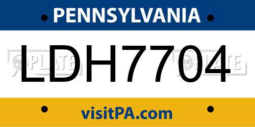 LDH7704 Pennsylvania License Plate