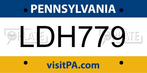 LDH779 Pennsylvania License Plate