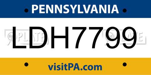 LDH7799 Pennsylvania License Plate