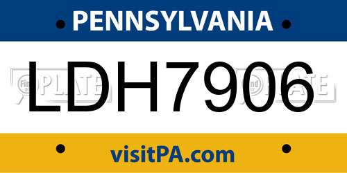 LDH7906 Pennsylvania License Plate