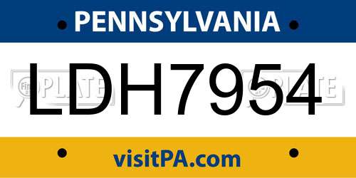 LDH7954 Pennsylvania License Plate