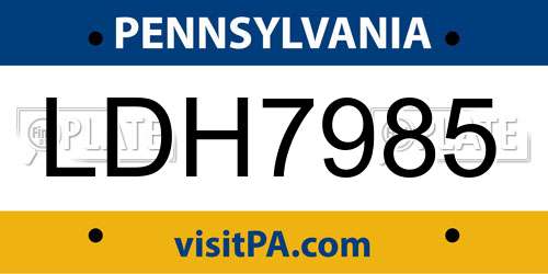 LDH7985 Pennsylvania License Plate